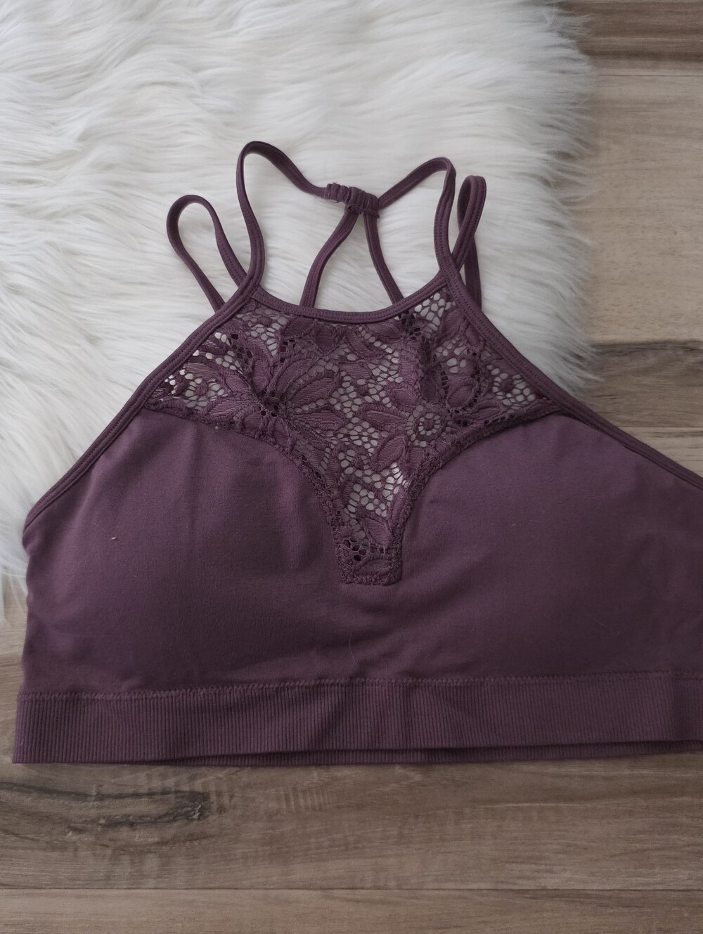 Women's Zenana Outfitters Mauve Lace Bandeau Strappy Back - Size L/XL